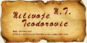 Milivoje Teodorović vizit kartica